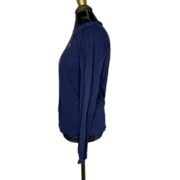 Ralph Lauren Sport Pima Cotton Tee Navy Pink Pony Logo Long Sleeve Top Women’s L - Picture 4 of 6